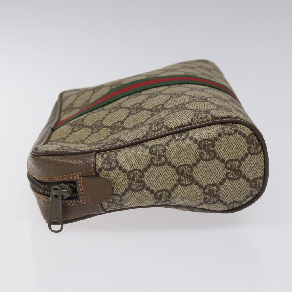 GUCCI GG Supreme Web Sherry Line Clutch Bag PVC Beige Red 89 01 012 Auth th5649 - Picture 4 of 16